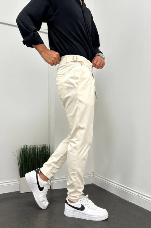 Παντελόνι υφασμάτινο Chinos Κρεμ 5020 - Image 3