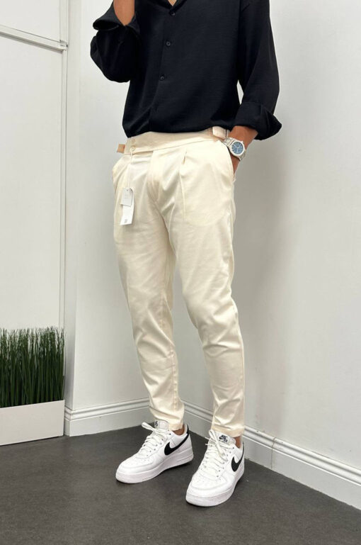 Παντελόνι υφασμάτινο Chinos Κρεμ 5020 - Image 2