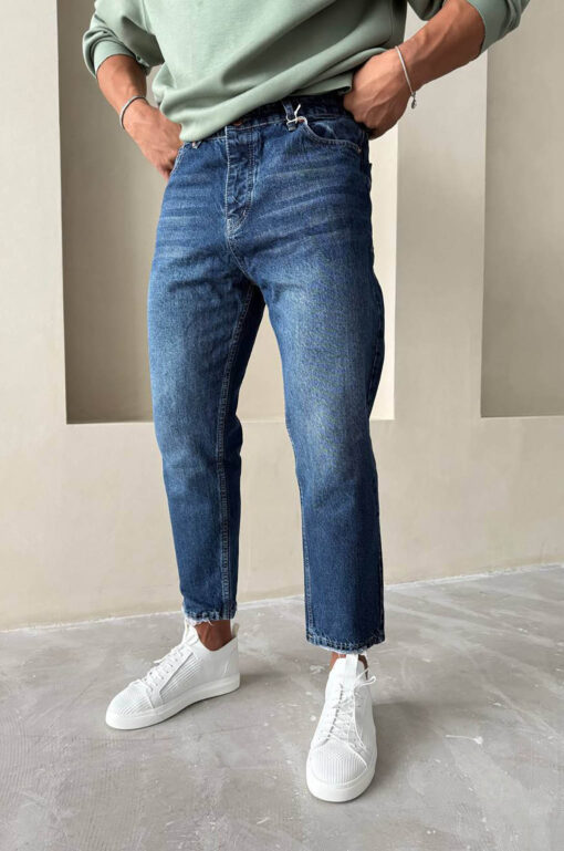 Jean Loose Fit μπλε με μικρογραμμές