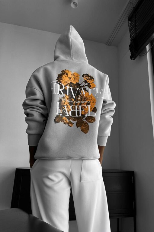 Γκρι Hoodie με Σχέδιο