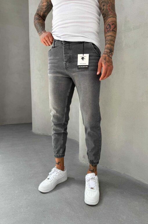 Παντελόνι Jean Loose Fit με λαστιχένια μπατζάκια 640-561 - Image 2