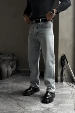 Alternative view of Ανοιχτό Μπλε Ξεβαμμένο Τζιν Baggy Fit Παντελόνι 651