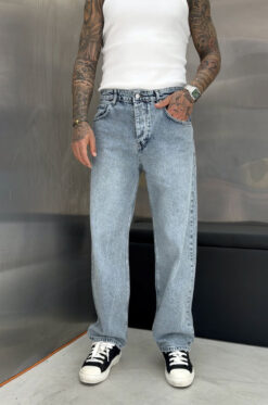 Alternative view of Ανοιχτό Μπλε Ξεβαμμένο Τζιν Baggy Fit Παντελόνι 667